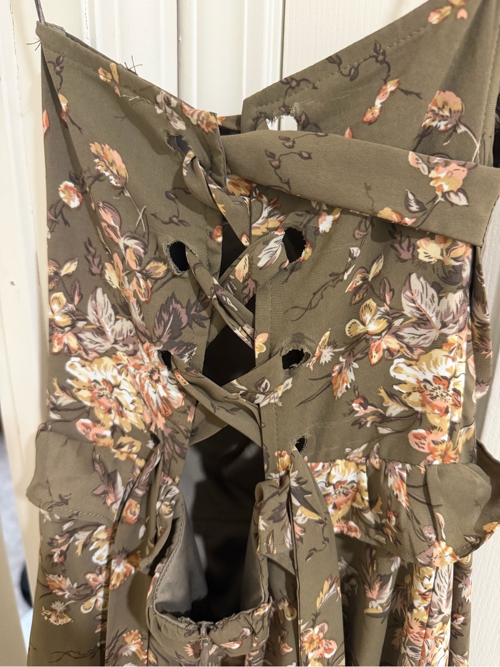 Petal & Pup Olive Floral Ruffle Tiered Maxi Dress Lillee - Picture 7 of 7